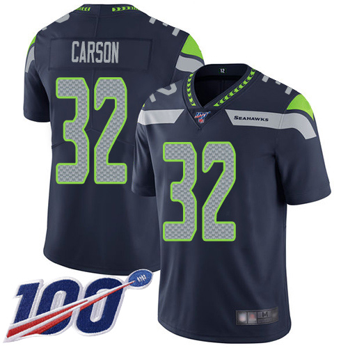 Seattle Seahawks Limited Navy Blue Men Chris Carson Home Jersey NFL Football #32 100th Season Vapor Untouchable->youth nfl jersey->Youth Jersey